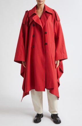 R&oacute;he Cape Stretch Cotton Trench Coat in Cherry at Nordstrom, Size X-Small