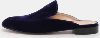 Gianvito Rossi Indigo Velvet Palau Flat Mules