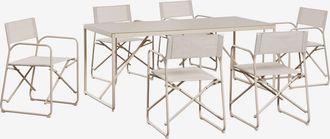 Sklum Set De Mesa Rectangular 185x85 Cm Y 6 Sillas De Director Plegables Para Jard&iacute;n En Acero Melida Sklum