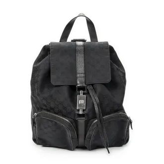 Gucci Pre-owned Womens Large Jackie Drawstring Backpack - Black - One Size