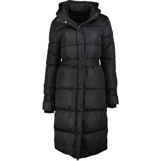 Noize Mara Belted Maxi Puffer Coat with Removable Hood in Black at Nordstrom Rack, Size X-Small
