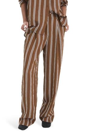 Mango Pantalon Salsi Stripe Straight Leg Pants in Brown at Nordstrom, Size X-Small