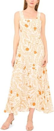 Vince Camuto Botanical Print Smock Back Maxi Dress in Light Sand at Nordstrom, Size Large