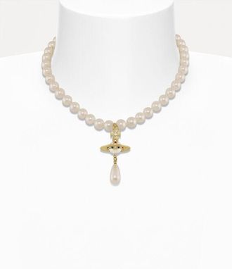 Vivienne Westwood One Row Pearl Drop Choker Gold Pearls Women