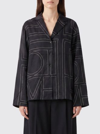 Toteme Camicia pigiama in seta con stampa monogram e fit relaxed