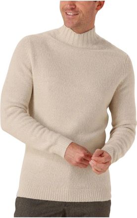 Profuomo Mock Neck Boiled Wool Pullover Sweater - Heren - Coltruien - Beige - M - Truien & Vesten