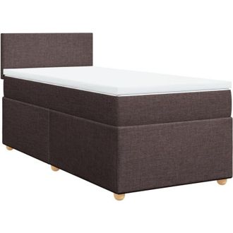 vidaXL Vidaxl - Cama Box Spring Con Colch&oacute;n Tela Marr&oacute;n Oscuro 100x200 Cm