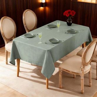 No Brand Mantel De Jard&iacute;n Lavable De 90x140 Cm - Textura De Lino - Resistente A La Intemperie - Verde
