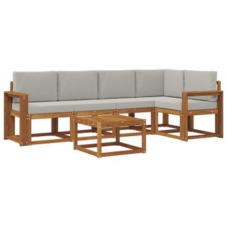 vidaXL Set Di Divani Da Esterno 6 Pz Grigio Naturale E Chiaro Vidaxl