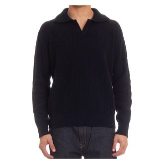 Roberto Collina Blauwe Trui met Uniek Voorpand - Heren - V-hals truien - Blauw - S - Wol - Truien & Vesten