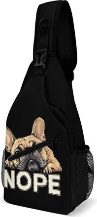 Generic Funny French Bulldog Dog Nope Unisex Shoulder Bags Casual Crossbody Chest Bag Sling Backpack for Hiking Cycling Travel