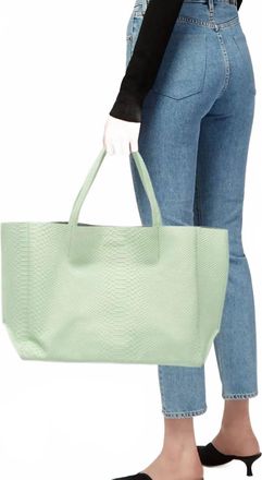 Ampersand As Apostrophe Womens Leather Large Tote Bag In Mint Green