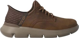 Skechers Bruine Slip-ins Garza Gervin Schoenen - Heren - Sneakers - Bruin - 43 EU - Leer - Schoenen