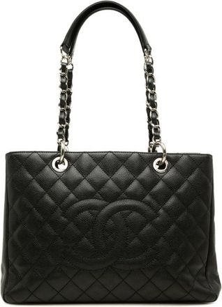 Chanel Black Grained Calfskin Shoulder Bag Tote Bag (Pre-Owned)
