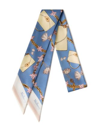 Mulberry bag-print floral scarf - women - Recycled Polyester - One Size - Blue