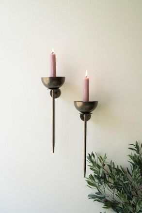 Kalalou Set Of Two Metal Wall Taper Candle Holders