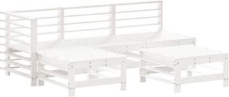 vidaXL 5 Piece Garden Lounge Set White Solid Wood Pine Vidaxl