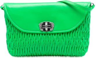 Miu Miu Pre-owned Miu Miu Matelasse Leather Crystal Flap Shoulder Bag TUMQESKNZVQFNR2D