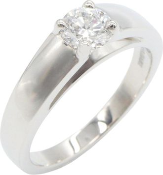 Bulgari Silver Clear Platinum 950 Band Ring (Pre-Owned)