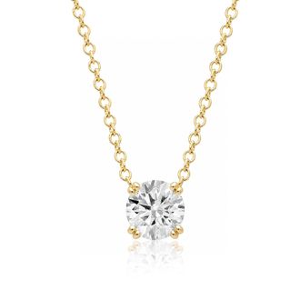 MAX + STONE 10K Yellow or White Gold Solitaire Round Pendant Embellished with Swarovski Zirconia Various Sizes