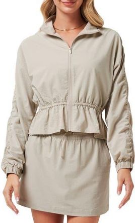 Travis Mathew Timeless Breezeblend Peplum Jacket in Island Fossil at Nordstrom Rack, Size X-Large