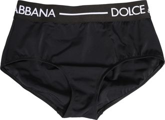 Dolce & Gabbana Womens Black Logo Waistband Coulotte Panty Underwear Elastane Nylon Clothing