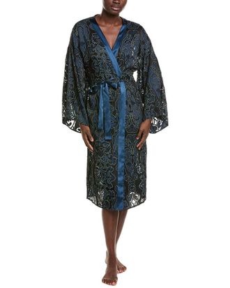 Hanro Hanro Satin Trim Sheer Damask Kimono