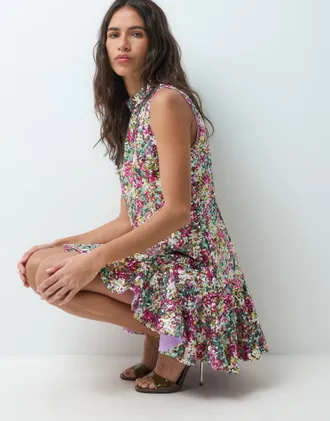 Sister Jane Sister Jane vestito corto senza maniche con paillettes e vita stretta multicolore