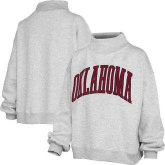 Pressbox Womens Pressbox Heather Gray Oklahoma Sooners Oversized Nelson Mock Neck Sweatshirt at Nordstrom, Size X-Large