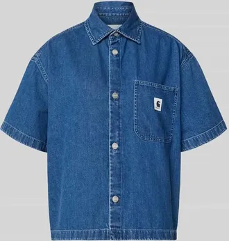 Carhartt Work in Progress Relaxed Fit Hemdbluse in Denim-Optik Modell Lovilia in Blau, Gr&ouml;&szlig;e L