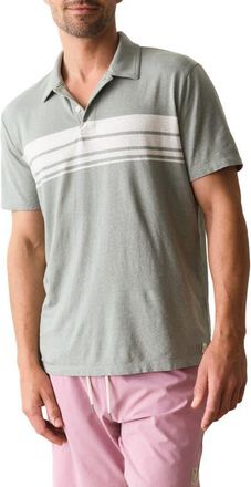 Marine Layer Stripe Hemp & Cotton Resort Polo in Iceberg Green/White Stripe at Nordstrom, Size Xx-Large