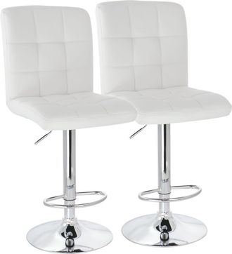 Elama 2 Piece Square Tufted Faux Leather Adjustable Bar Stool in White at Nordstrom