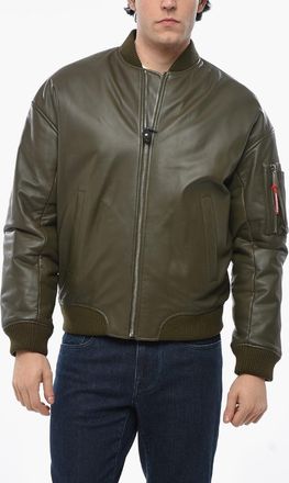 Dsquared2 Leather Bomber with Front Zip Dsquared2