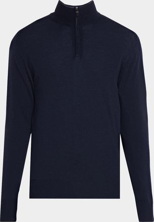Canali Men & apos;s Half-Zip Merino Wool Sweater