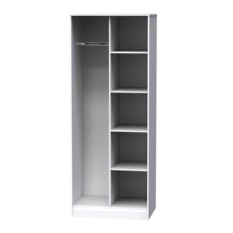 Welcome Furniture Glitz Ready Assembled Open Wardrobe - White Matt & White - Welcome Furniture | TJ Hughes