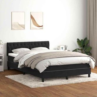 vidaXL Cama Box Spring Con Colch&oacute;n Terciopelo Negro 160x220 Cm Vidaxl