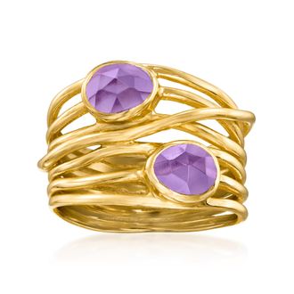 Ross-Simons Amethyst Highway Ring in 18kt Gold Over Sterling