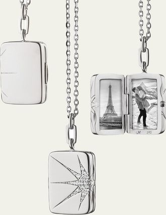 Monica Rich Kosann Rectangular Locket with White Sapphires in Elongated Star Design