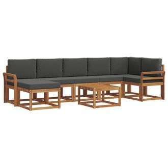 vidaXL Conjunto De Sof&aacute;s De Exterior 8 Pcs Natural Y Antracita Vidaxl