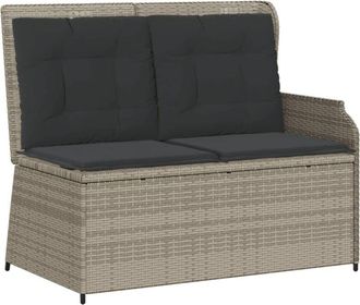 vidaXL Sill&oacute;n Reclinable De Jard&iacute;n Con Cojines Rat&aacute;n Sint&eacute;tico Gris Vidaxl