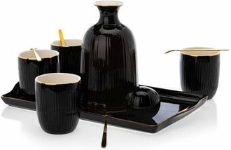 OEM Jarra Negra Kendi Con Tazas Y Bandeja