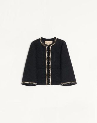 Valentino Embroidered Canestrello Tweed Jacket Wo