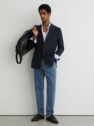 Reiss Light Wash Blue Soft-stretch Straight-leg Jeans, 34