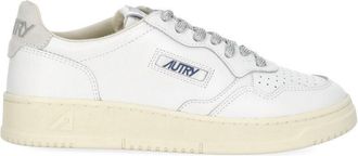 Autry White Smooth Leather Sneakers With Lurex Detailing