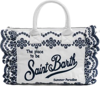 MC2 Saint Barth Rectangular Tote Bag with Floral Embroidery