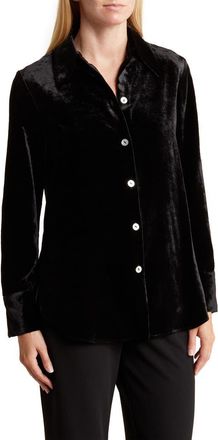 Vince Shaped Collar Velvet Button-Up Shirt in Black at Nordstrom Rack, Size Xx-Small