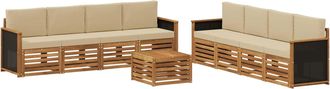 vidaXL Conjunto De Sof&aacute;s De Exterior 9 Uds. Natural Y Beige Vidaxl