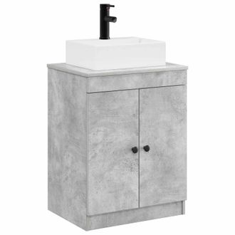 vidaXL Juego De Muebles De Ba&ntilde;o Gris Hormig&oacute;n Madera De Ingenier&iacute;a Vidaxl