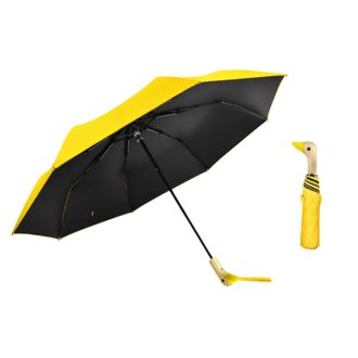 Generic Duck Head Umbrella - Duck Head 3-Fold Windproof Umbrella With UV Protection - Cute Sun And Rain Protection With 8 Ribs,Windproof Rainproof 3 Folding S