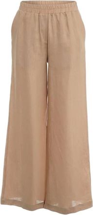 Kaos Kaos, Broeken, Dames, Beige, S, Linnen, Palazzo Broek